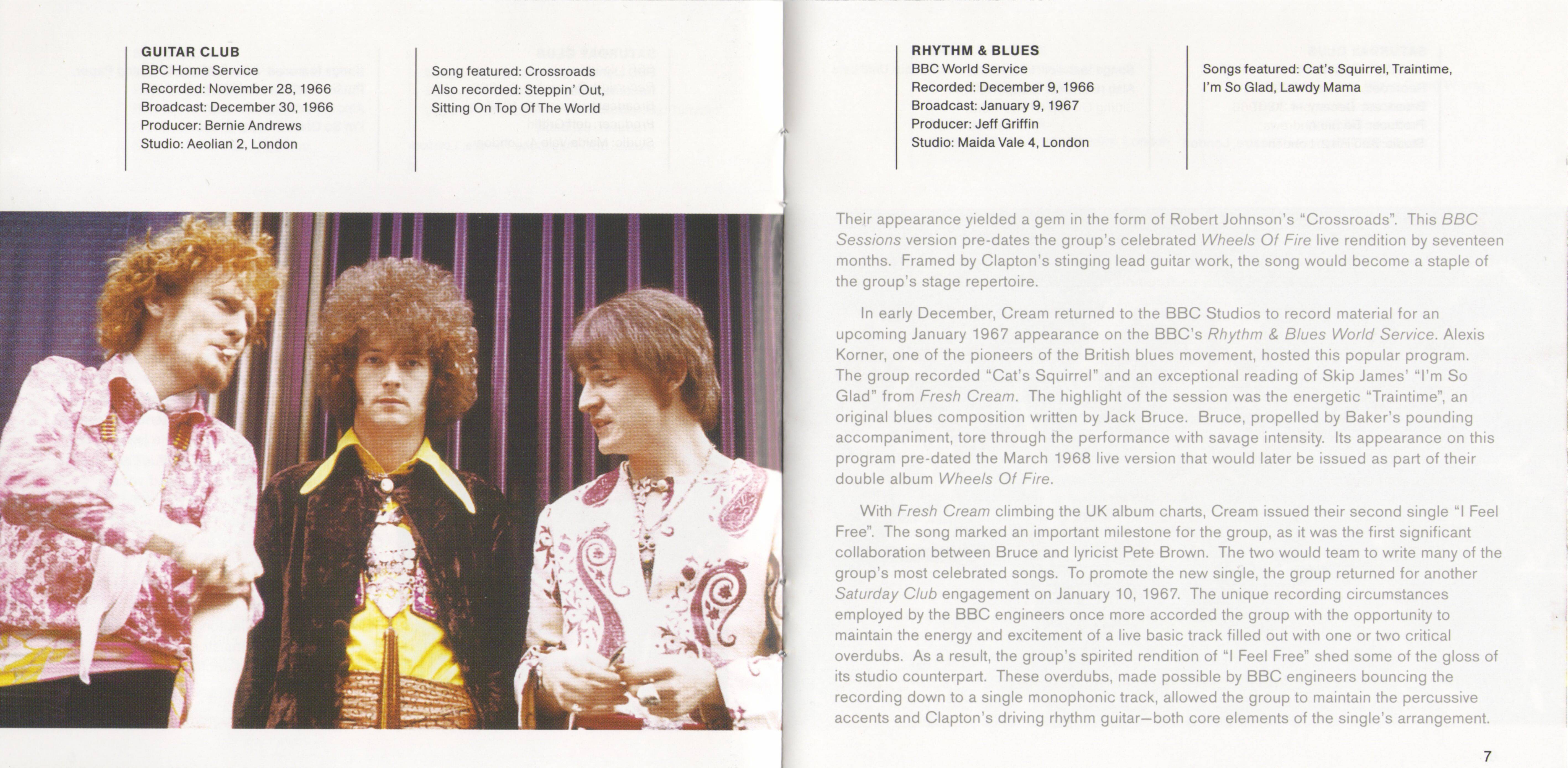Cream BBC Sessions cream : Booklet 4